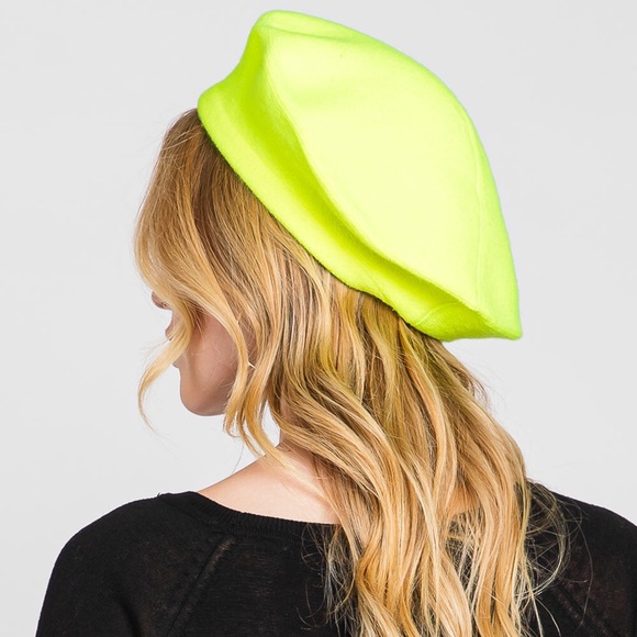 Neon Stretchy Solid French Beret Hat - Picture 7 of 13